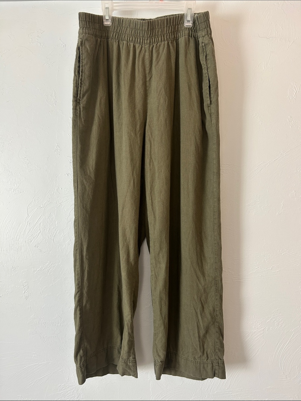 Old Navy Olive Drawstring High Waist Casual Linen Wide Leg Chinos